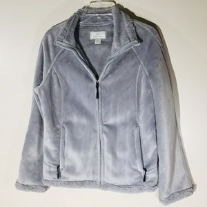 Light Gray Fleece jacket M with Faux Fur lining